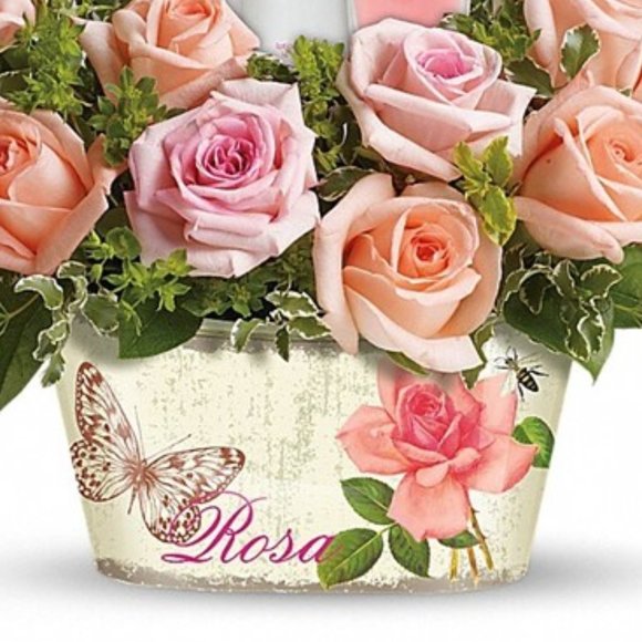 Teleflora Metal Flower Vase + Liners Multipurpose - Picture 1 of 12
